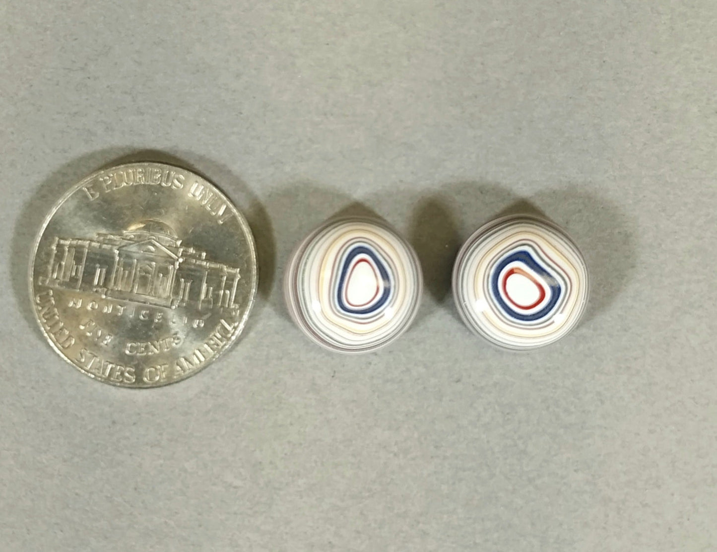 Fordite Cabochons, Pair of Round Stones for Earrings or Rings