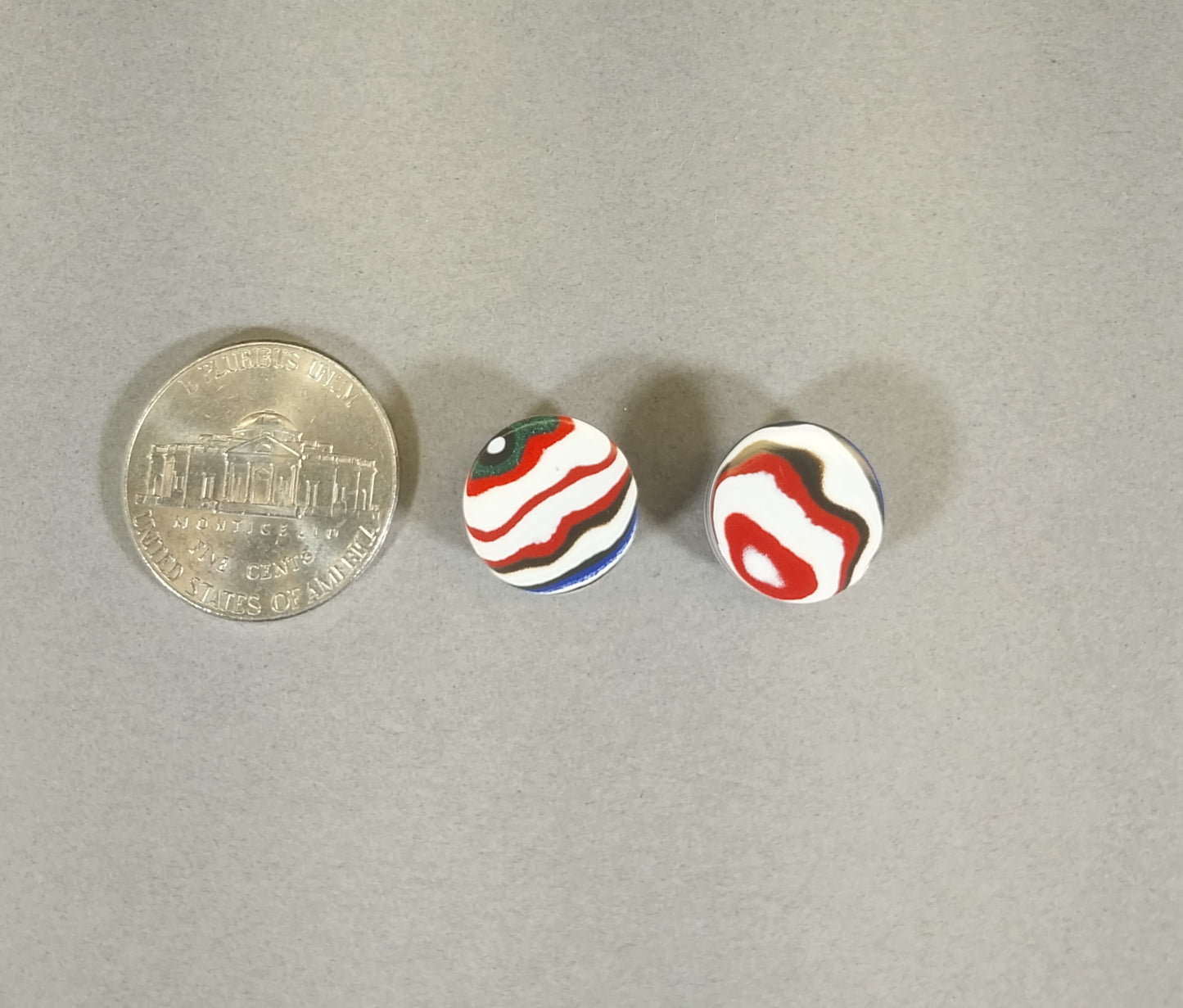 Fordite Cabochons, Pair of Round Stones for Earrings or Rings