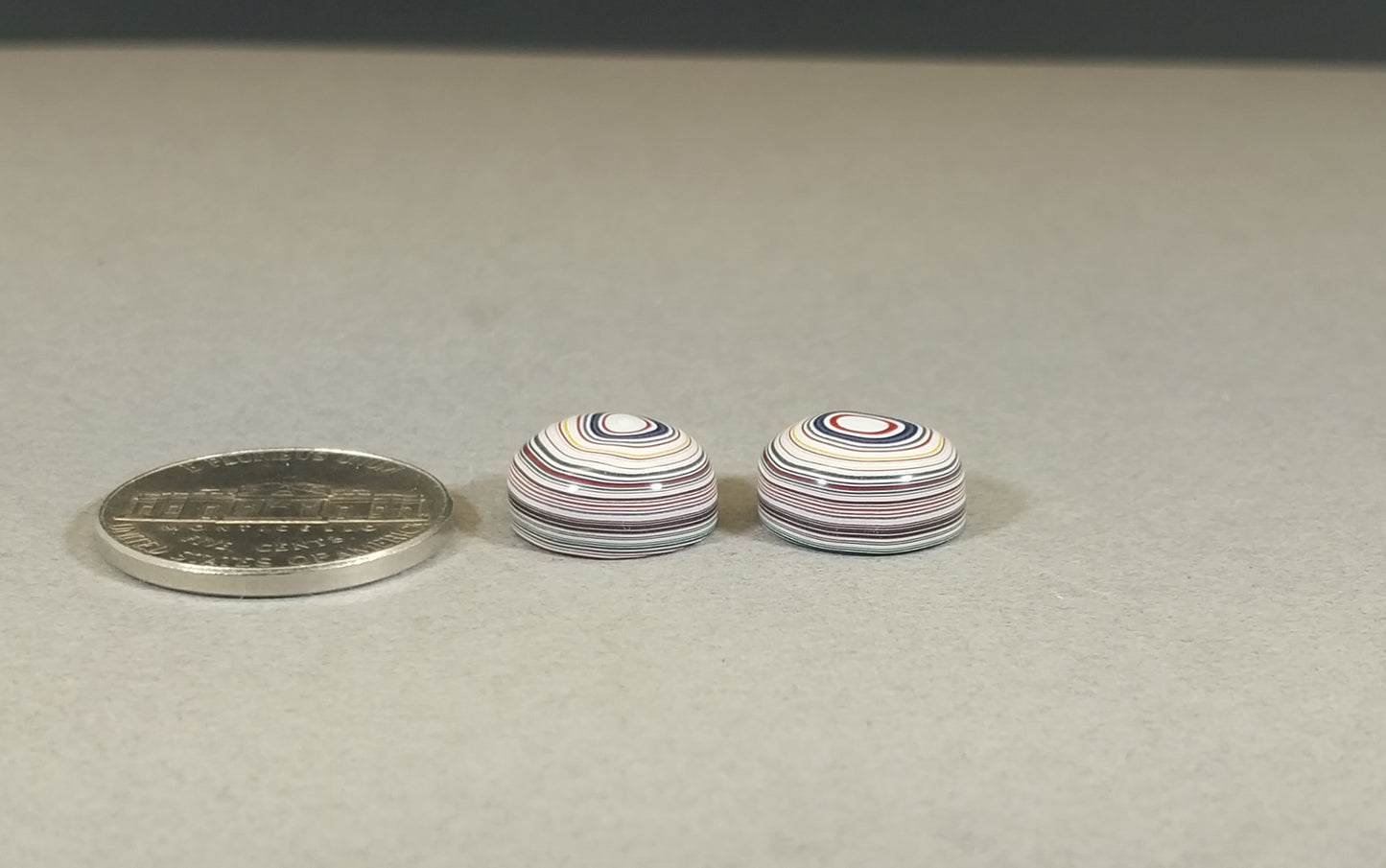 Fordite Cabochons, Pair of Round Stones for Earrings or Rings