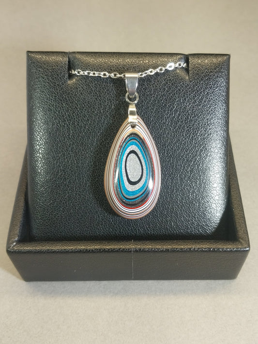 Fordite Necklace with Nice Metallics and Blue