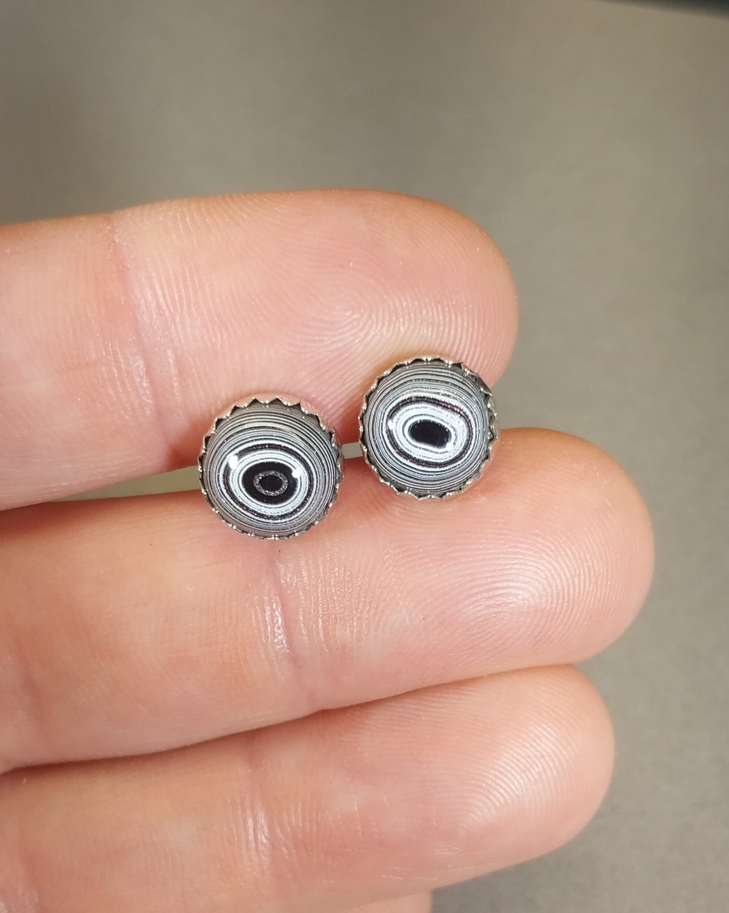 Fordite Silver Stud Earrings