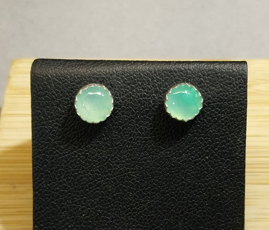 Chrysoprase Earrings in Solid Silver