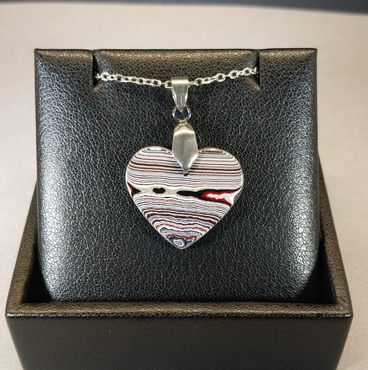 Fordite Necklace, Michigan Fordite Heart, Fordite Pendant
