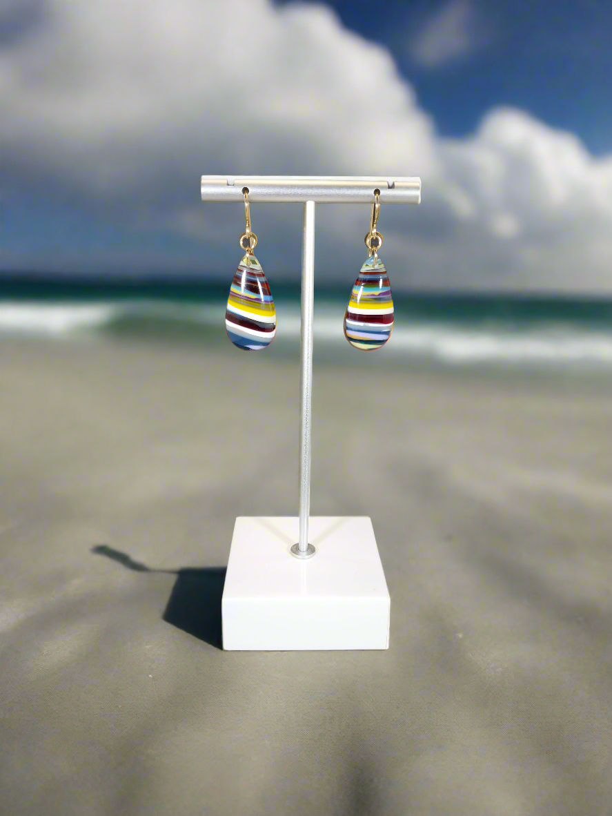 Surfite Earring, Gold Filled Ear Wires, Recycled Surf Board Resin