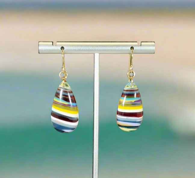 Surfite Earring, Gold Filled Ear Wires, Recycled Surf Board Resin