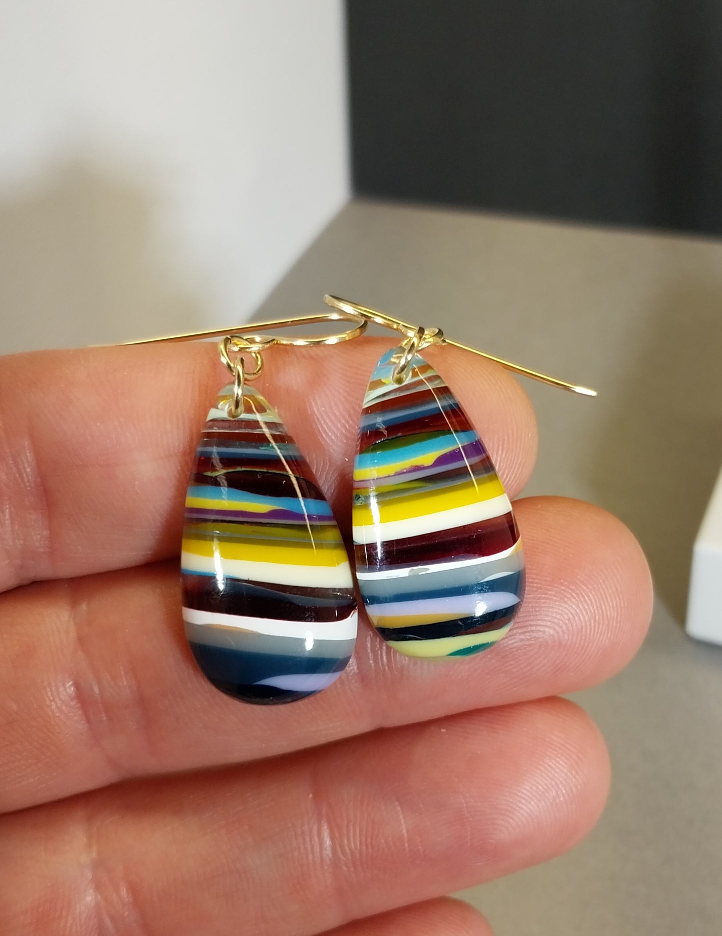 Surfite Earring, Gold Filled Ear Wires, Recycled Surf Board Resin