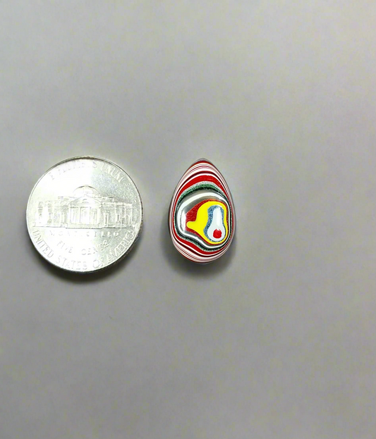 Fordite Cabochon, Small Colorful Teardrop