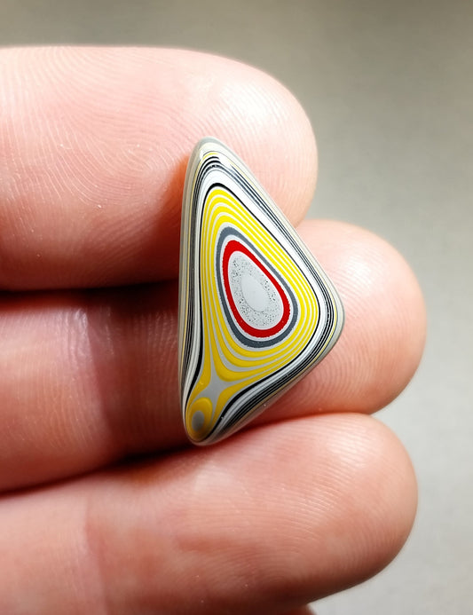 Fordite Cabochon, Bright Yellow Triangle Cabochon EB95