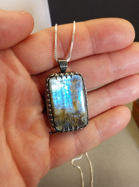 Wisconsin Moonstone Necklace in Solid Sterling Silver