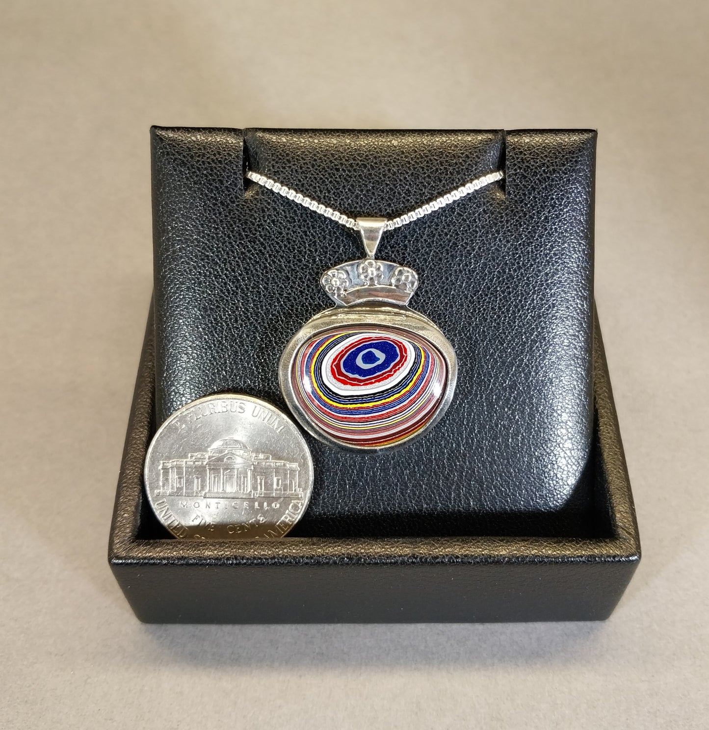Corvetteite-Fordite Sterling Silver Necklace The Queens Flower Pot