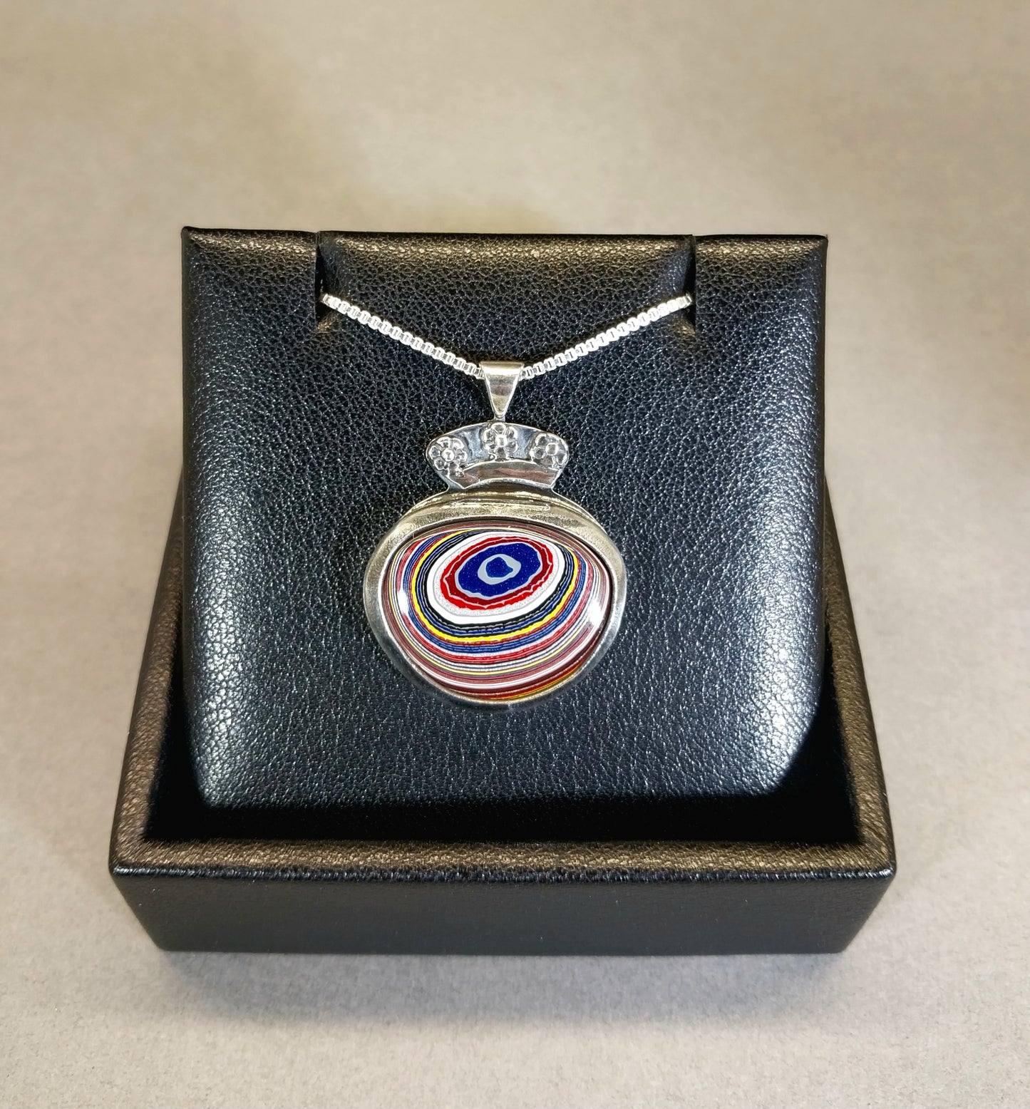 Corvetteite-Fordite Sterling Silver Necklace The Queens Flower Pot