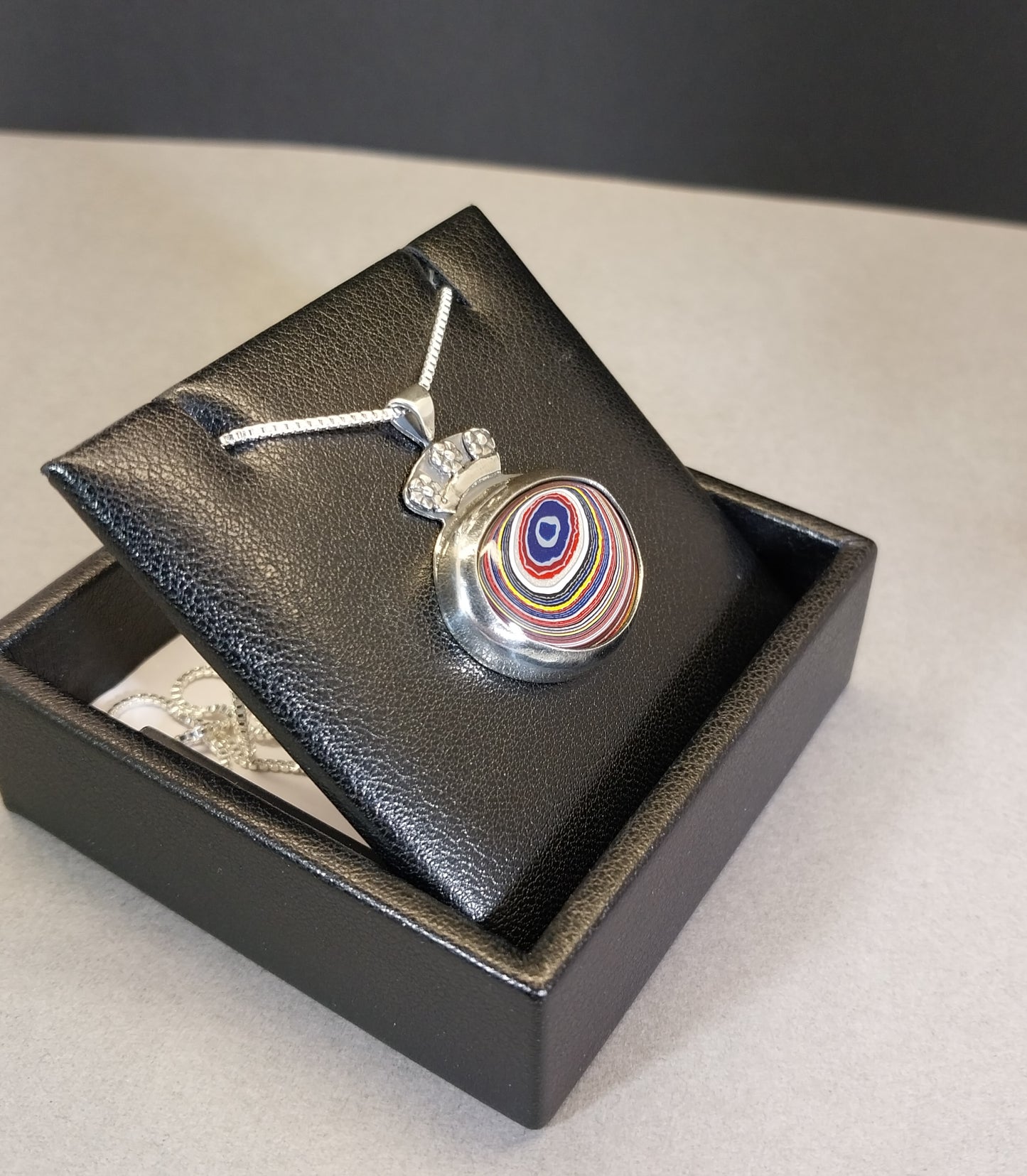 Corvetteite-Fordite Sterling Silver Necklace The Queens Flower Pot