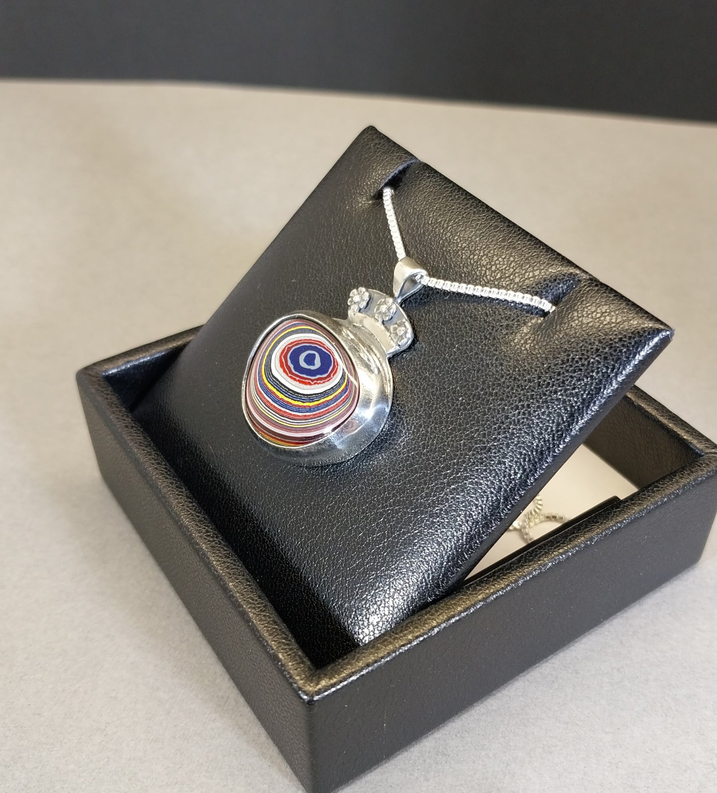 Corvetteite-Fordite Sterling Silver Necklace The Queens Flower Pot