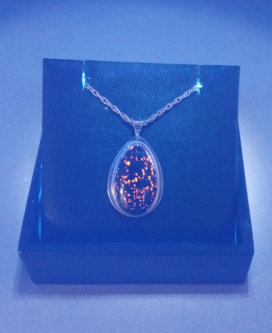 Yooper Stone Necklace in Solid Silver Ultra Rare Black Color