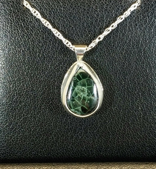 Michigan Greenstone Necklace in Solid Silver