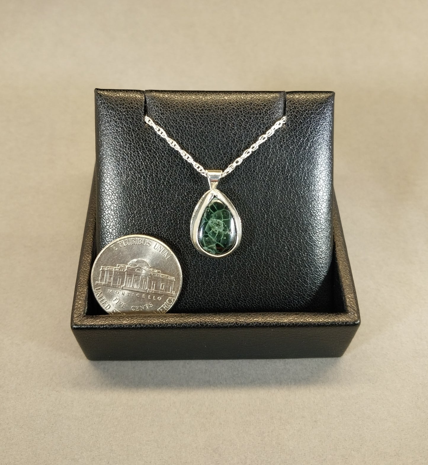 Michigan Greenstone Necklace in Solid Silver