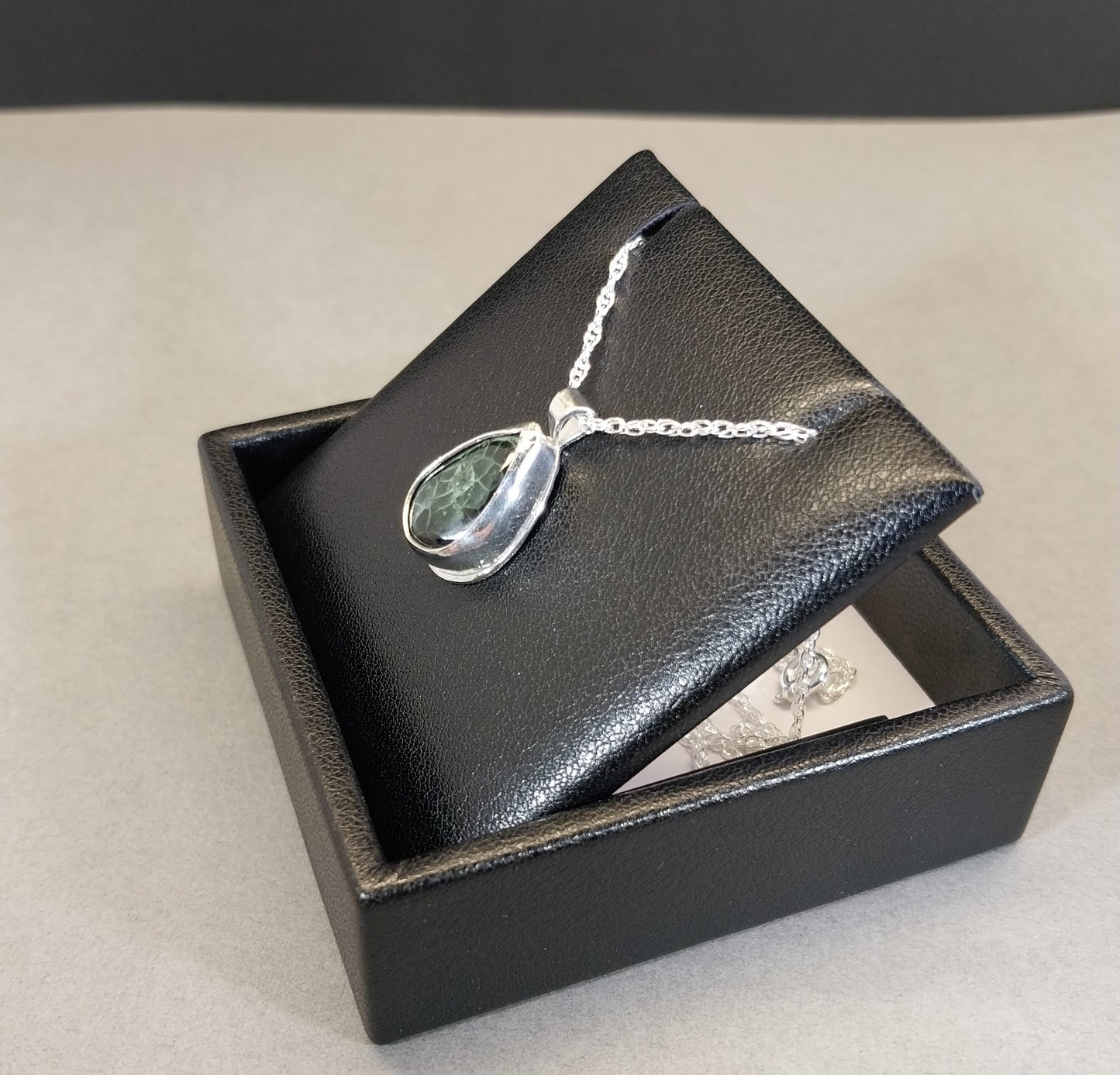 Michigan Greenstone Necklace in Solid Silver