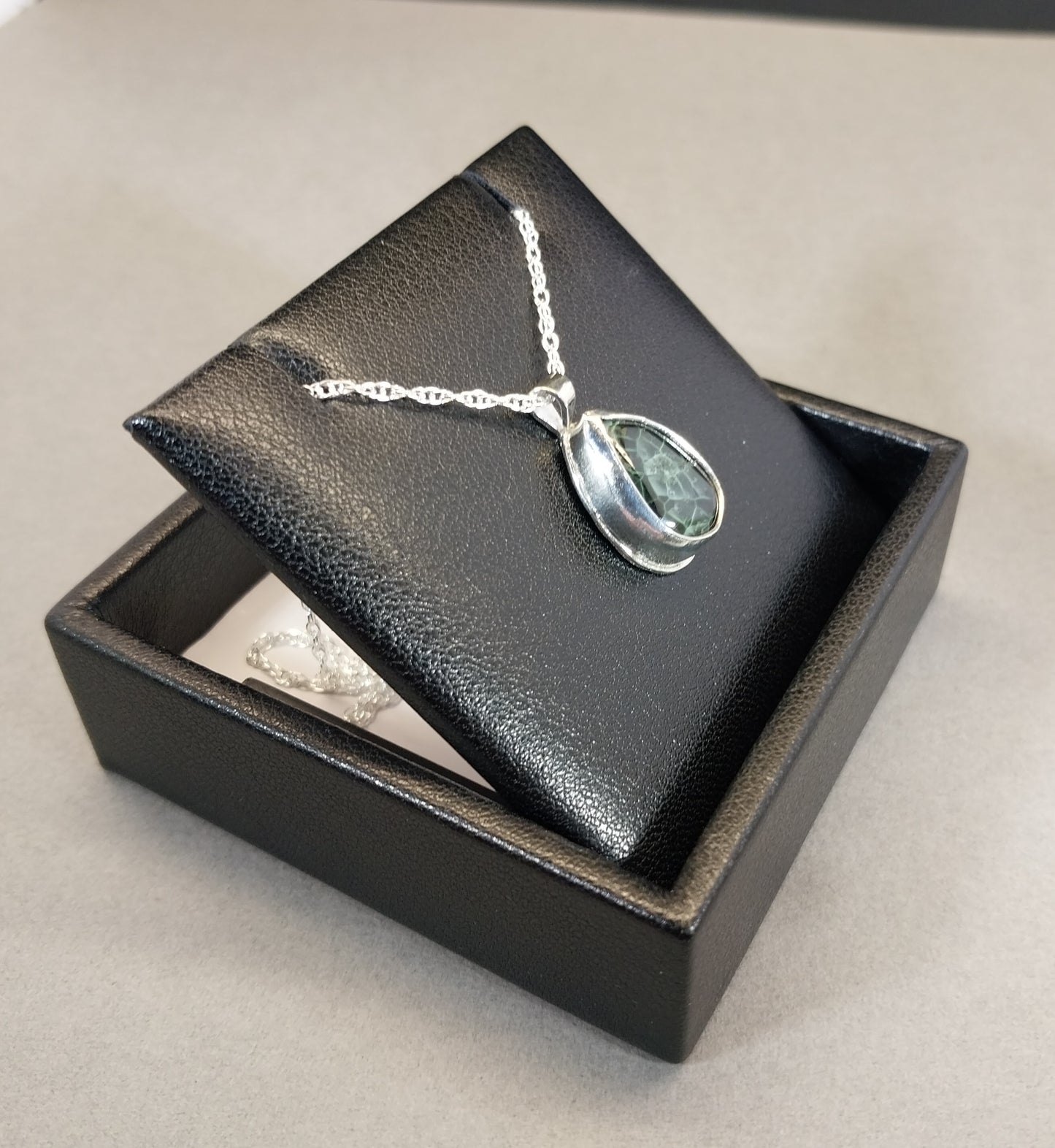 Michigan Greenstone Necklace in Solid Silver