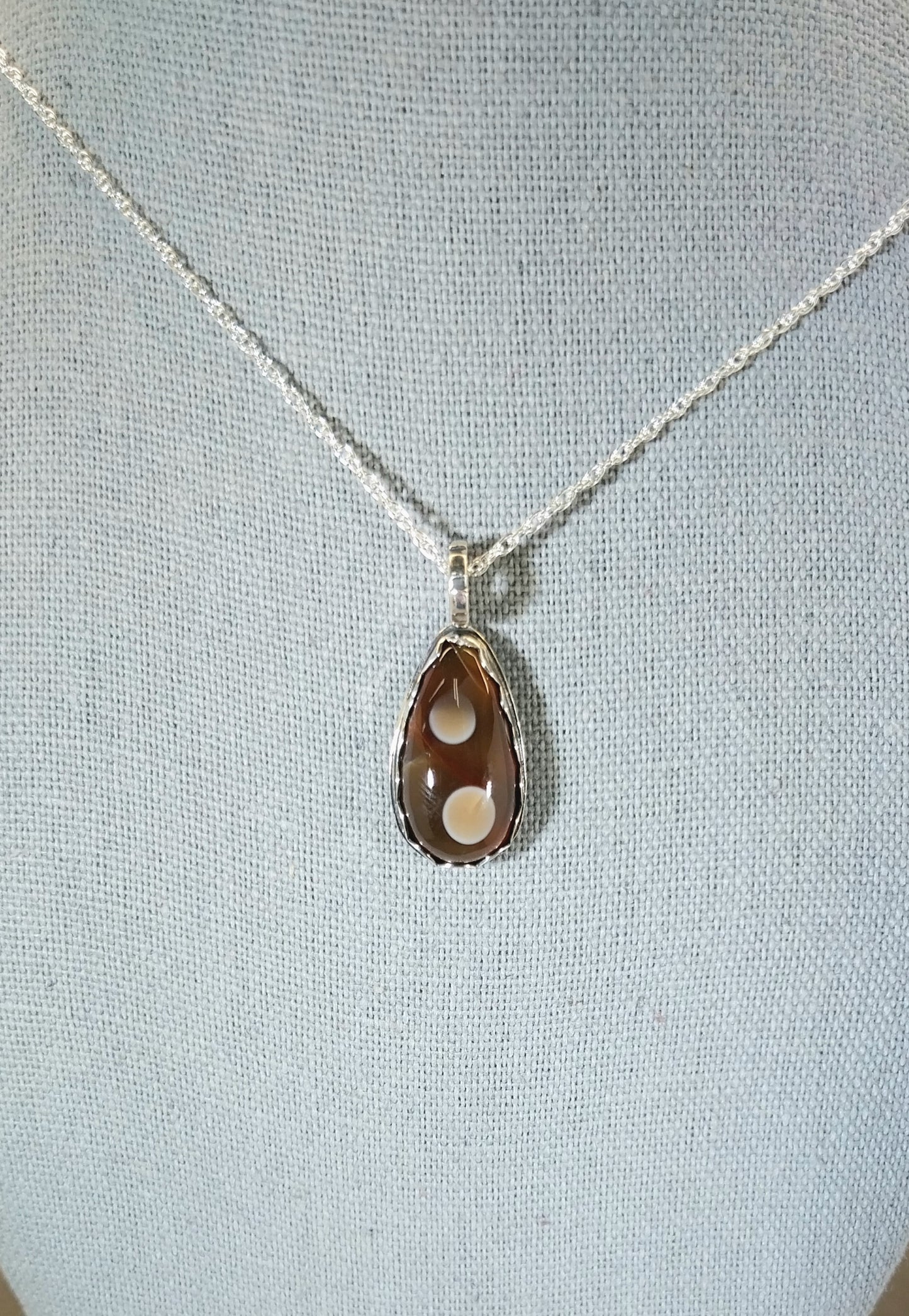 Lake Superior Agate Necklace  in Silver with Beautiful Color, Treat Yourself!