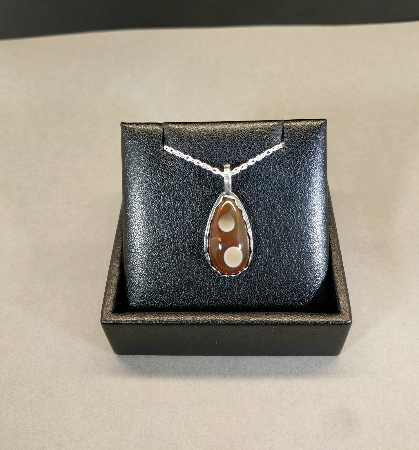 Lake Superior Agate Necklace  in Silver with Beautiful Color, Treat Yourself!