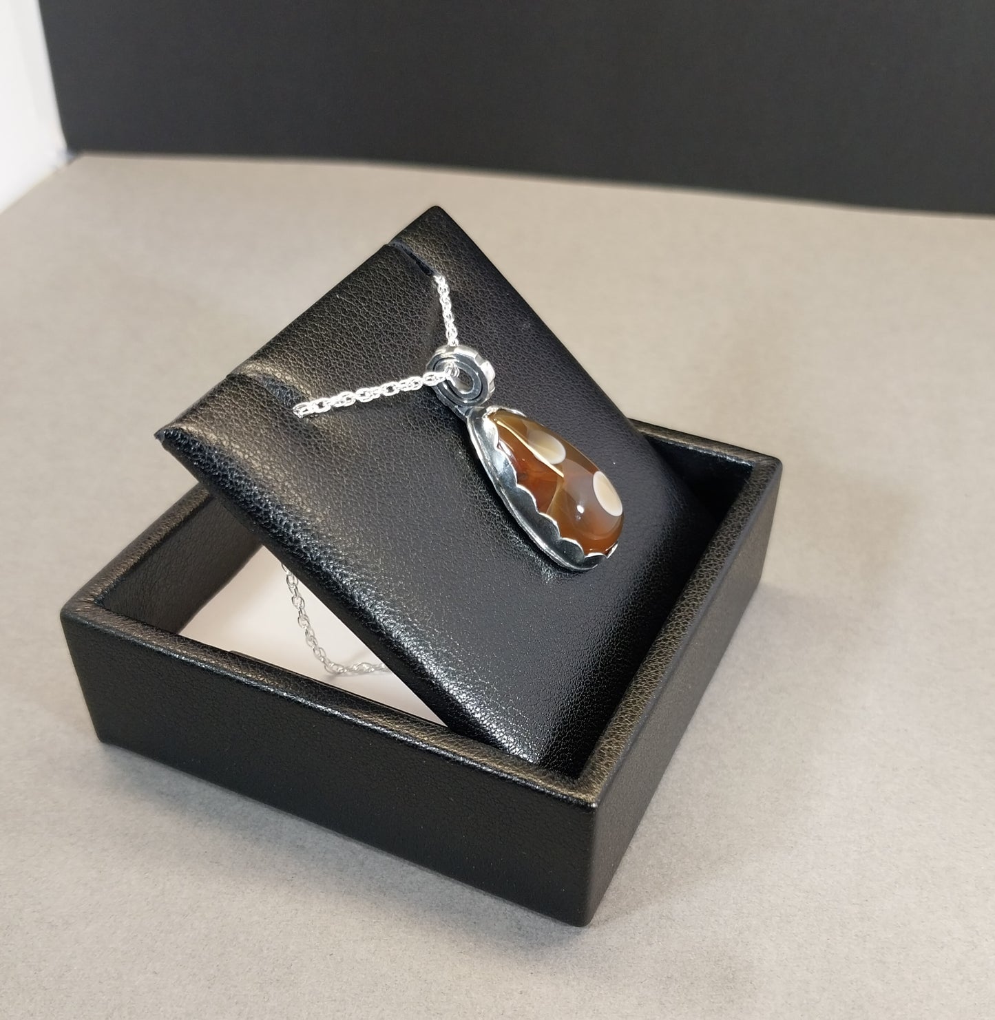 Lake Superior Agate Necklace  in Silver with Beautiful Color, Treat Yourself!