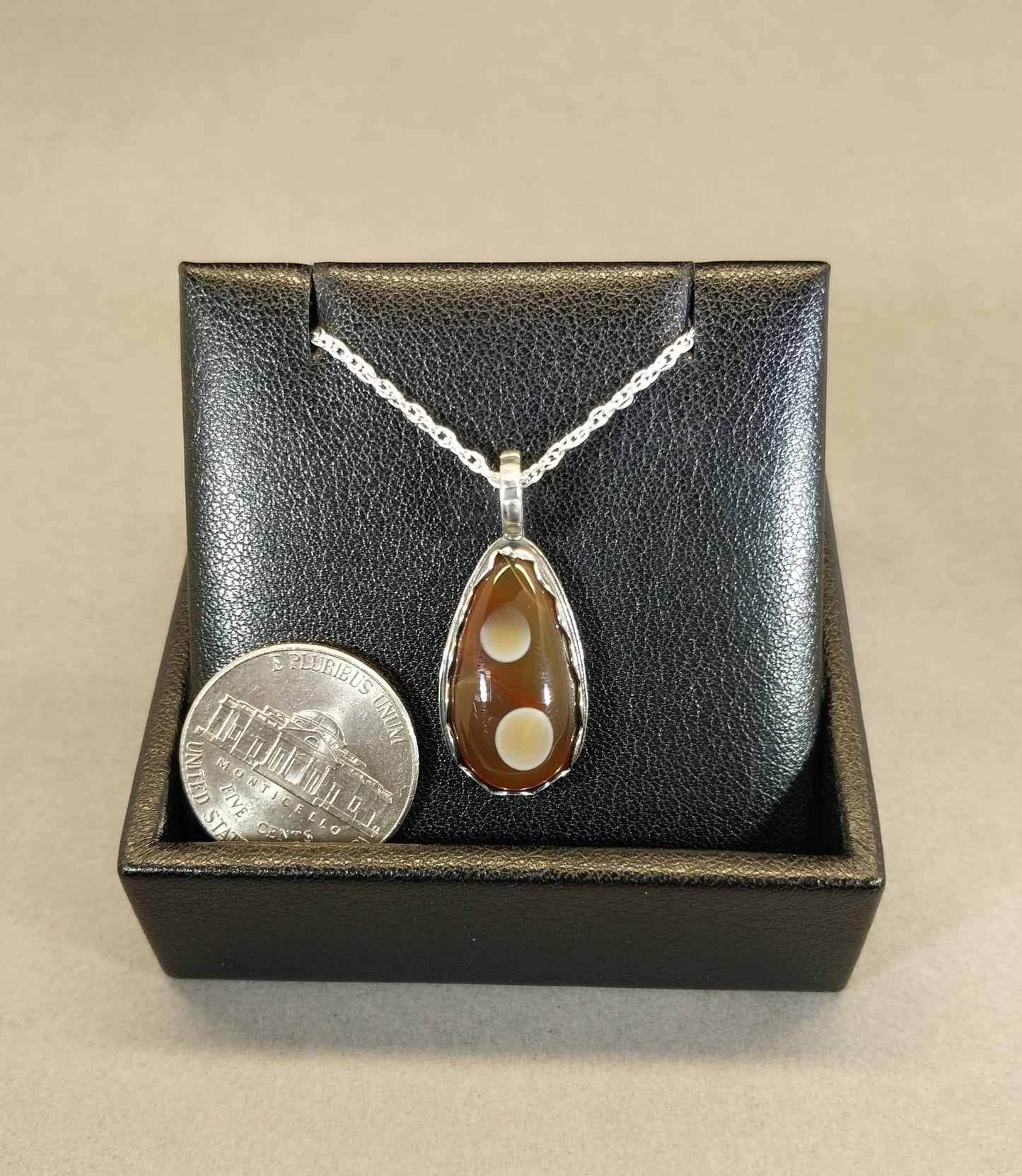 Lake Superior Agate Necklace  in Silver with Beautiful Color, Treat Yourself!