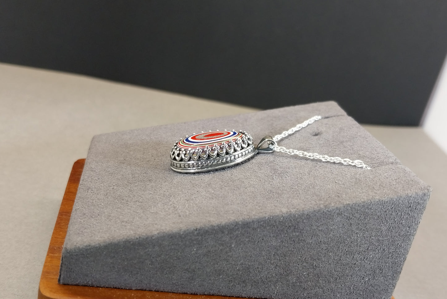 High Quality Fordite Necklace in Sterling Silver