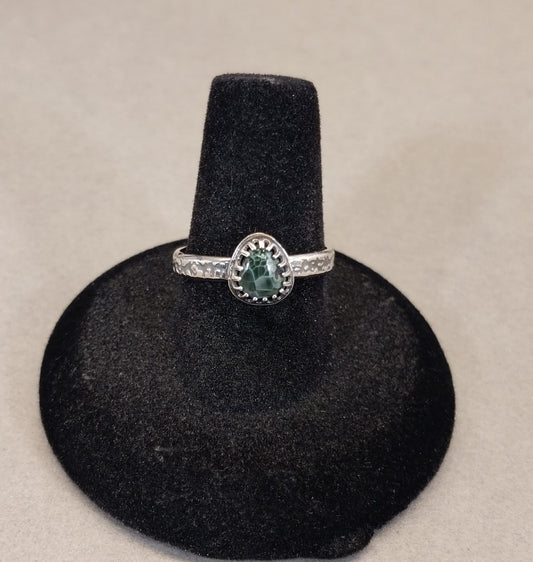 Michigan Greenstone Ring Size 8 in Solid Sterling Silver