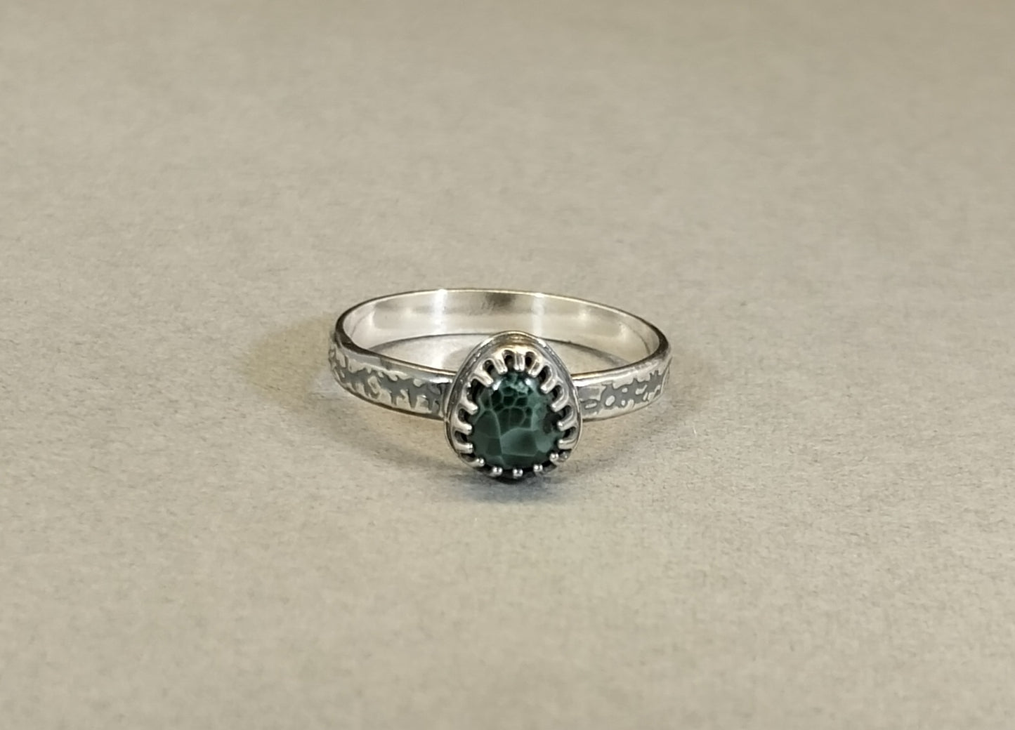Michigan Greenstone Ring Size 8 in Solid Sterling Silver