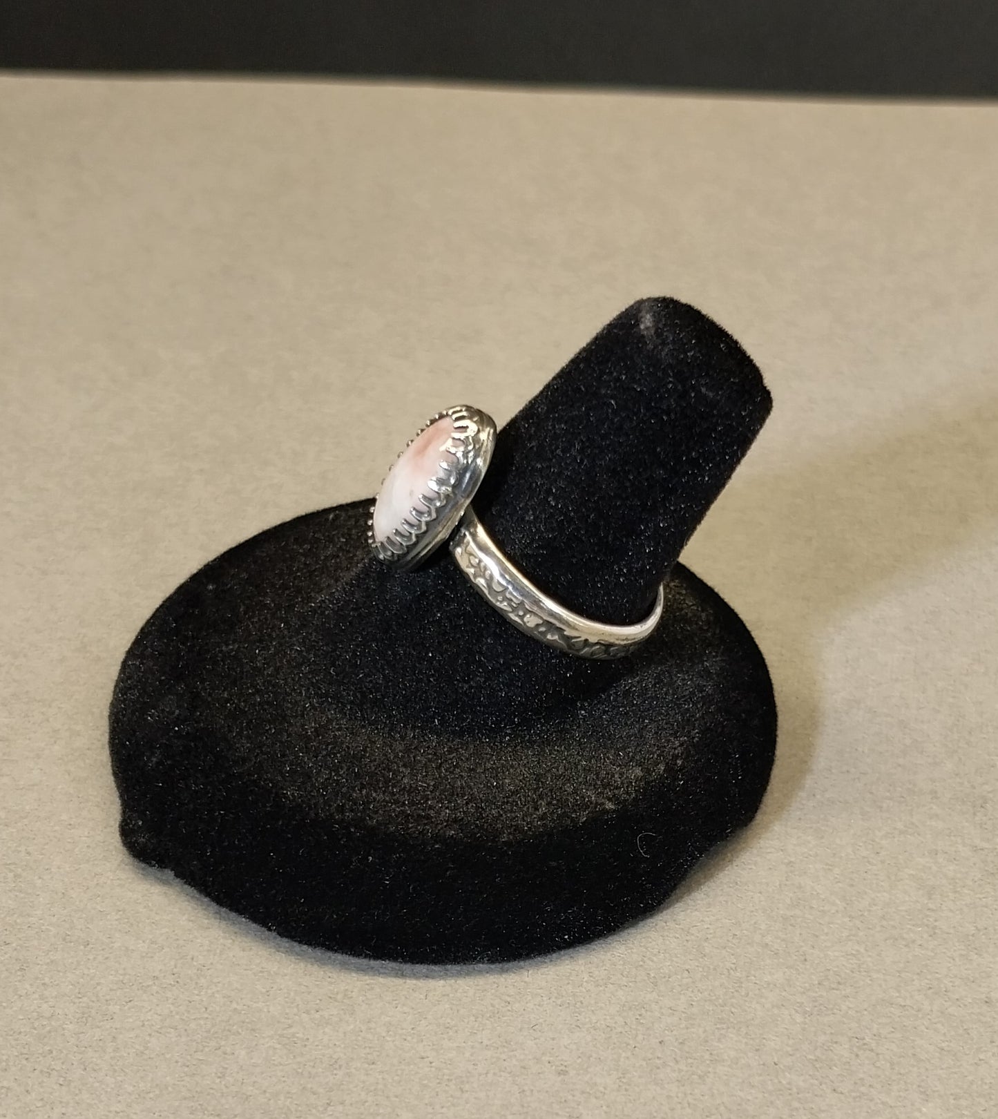 Pink Prehnite Ring Sterling Silver with Adjustable Band