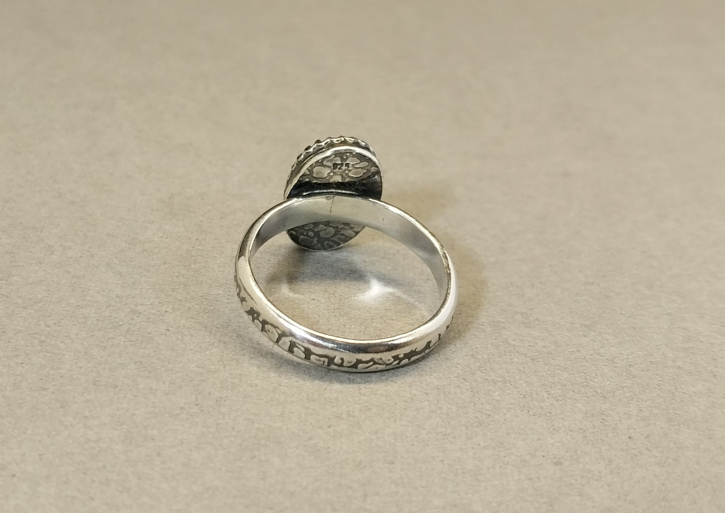 Pink Prehnite Ring Sterling Silver with Adjustable Band
