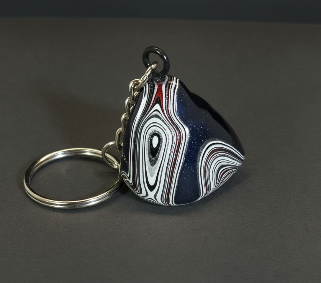 Fordite Keychain with Michigan Fordite