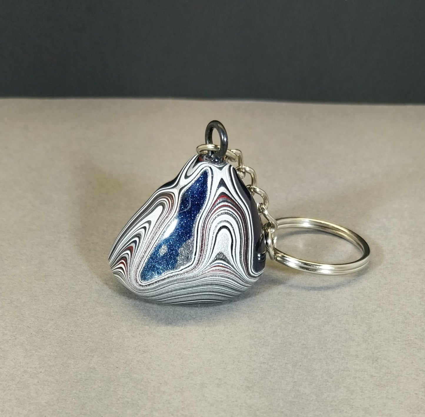 Fordite Keychain with Michigan Fordite