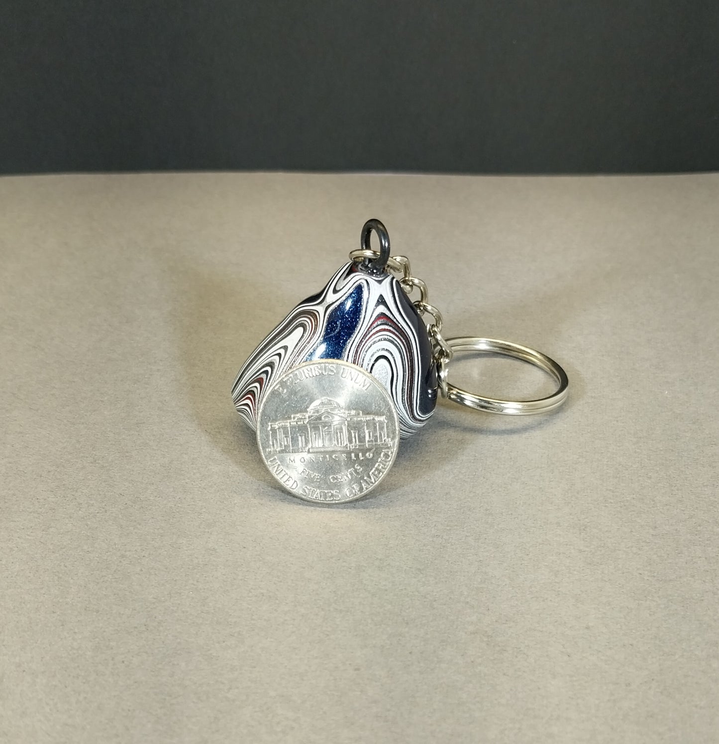 Fordite Keychain with Michigan Fordite