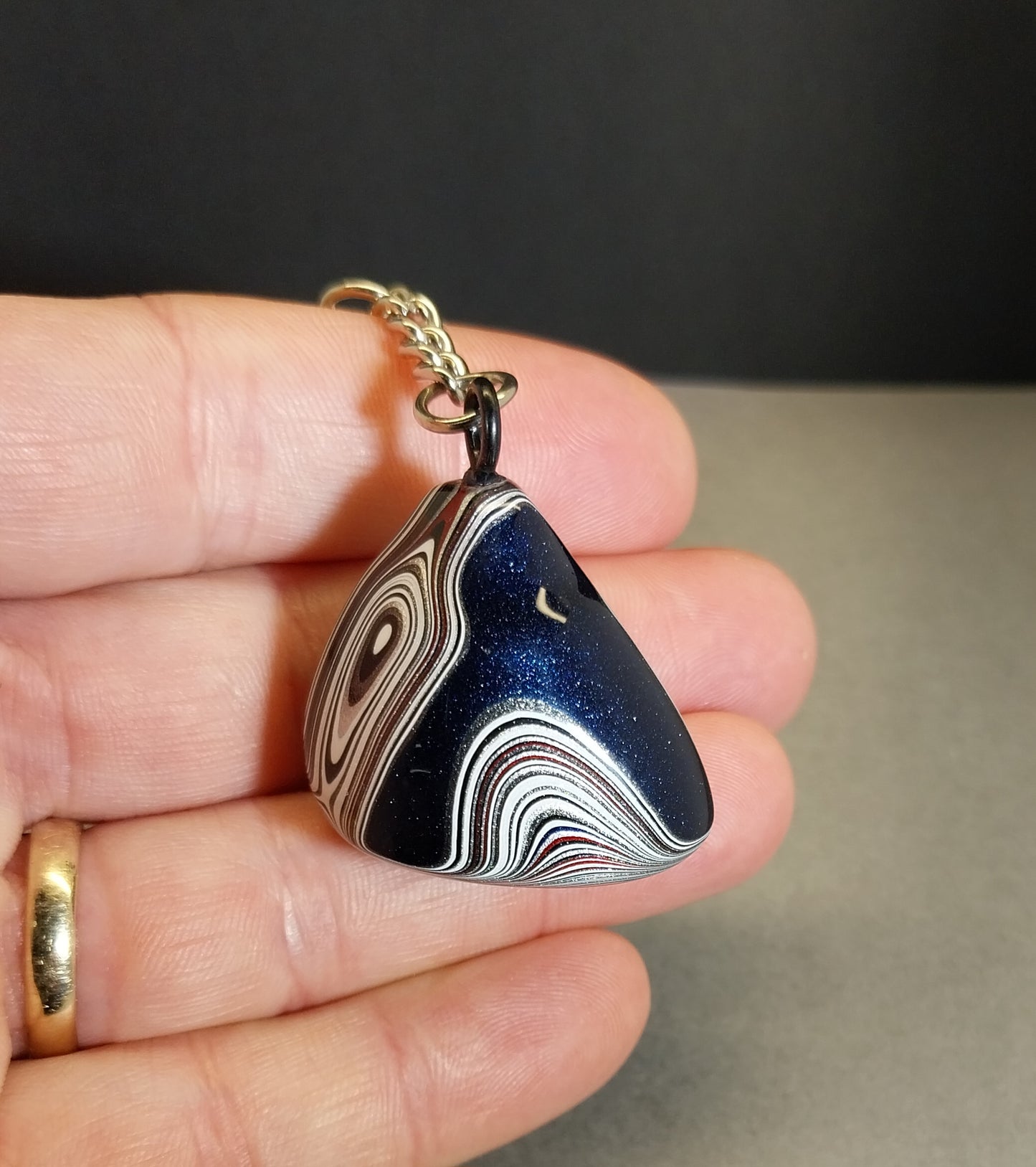 Fordite Keychain with Michigan Fordite