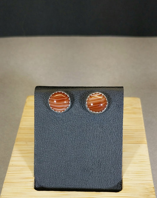Lake Superior Agate Earrings in Solid Sterling Silver