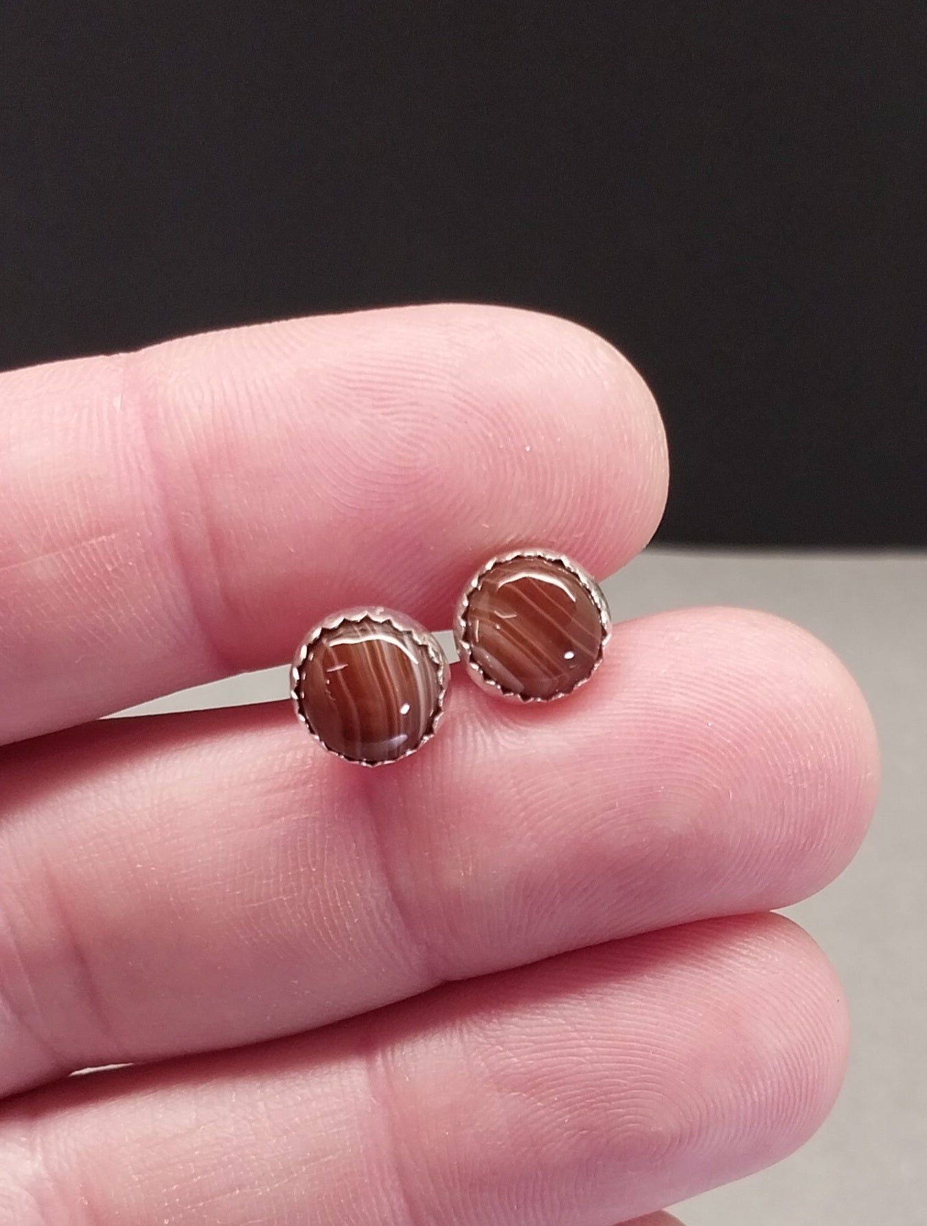 Lake Superior Agate Earrings in Solid Sterling Silver