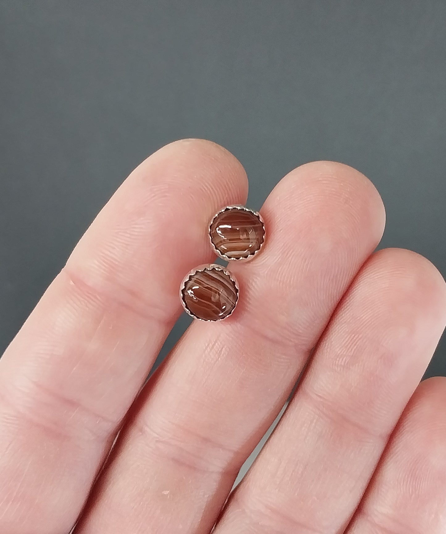 Lake Superior Agate Earrings in Solid Sterling Silver