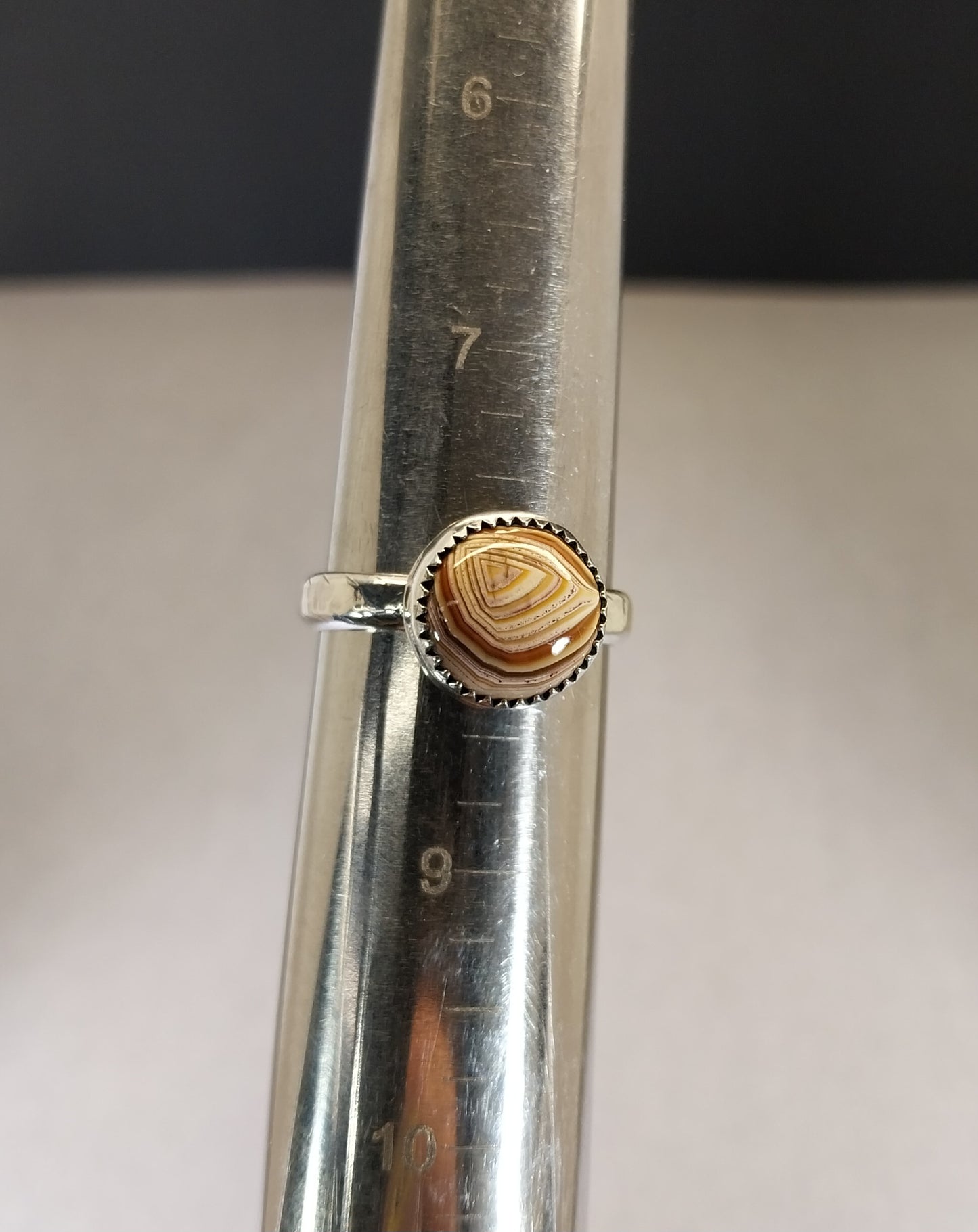 Lake Superior Agate (Herbster Wisconsin) Solid Silver Ring Size 8