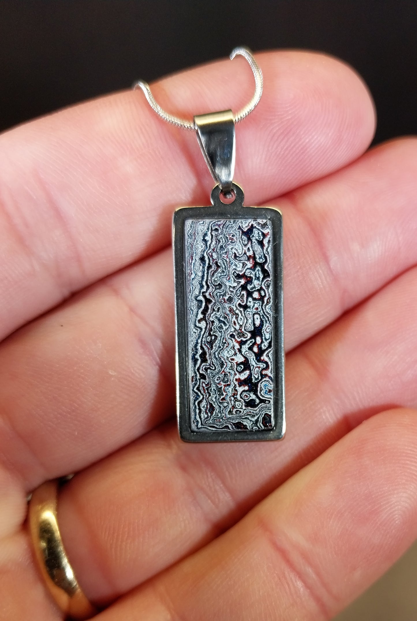 Fordite Necklace, Detroit Agate, USA Veteran Handmade EB43