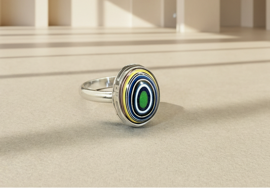 Size 7 Ohio Motor Agate Fordite Ring in Solid Sterling Silver