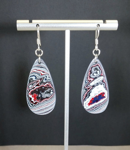 Fordite Earrings Oversize Set Sterling Ear Wires