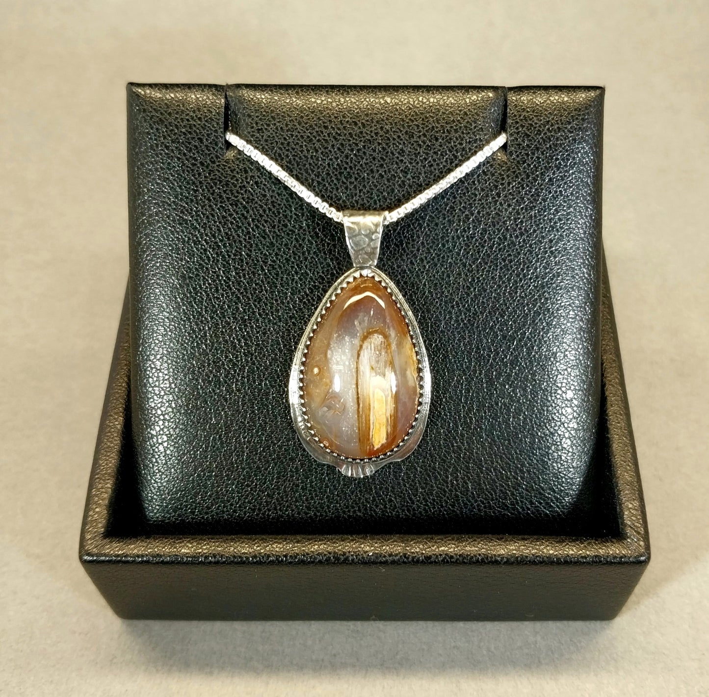 Coprolite Necklace, Solid Silver, USA Artist, Poop Agate, Fossil Poop, Great Gift Idea, Natural Stone, Red Agate Necklace, Artisan Handmade