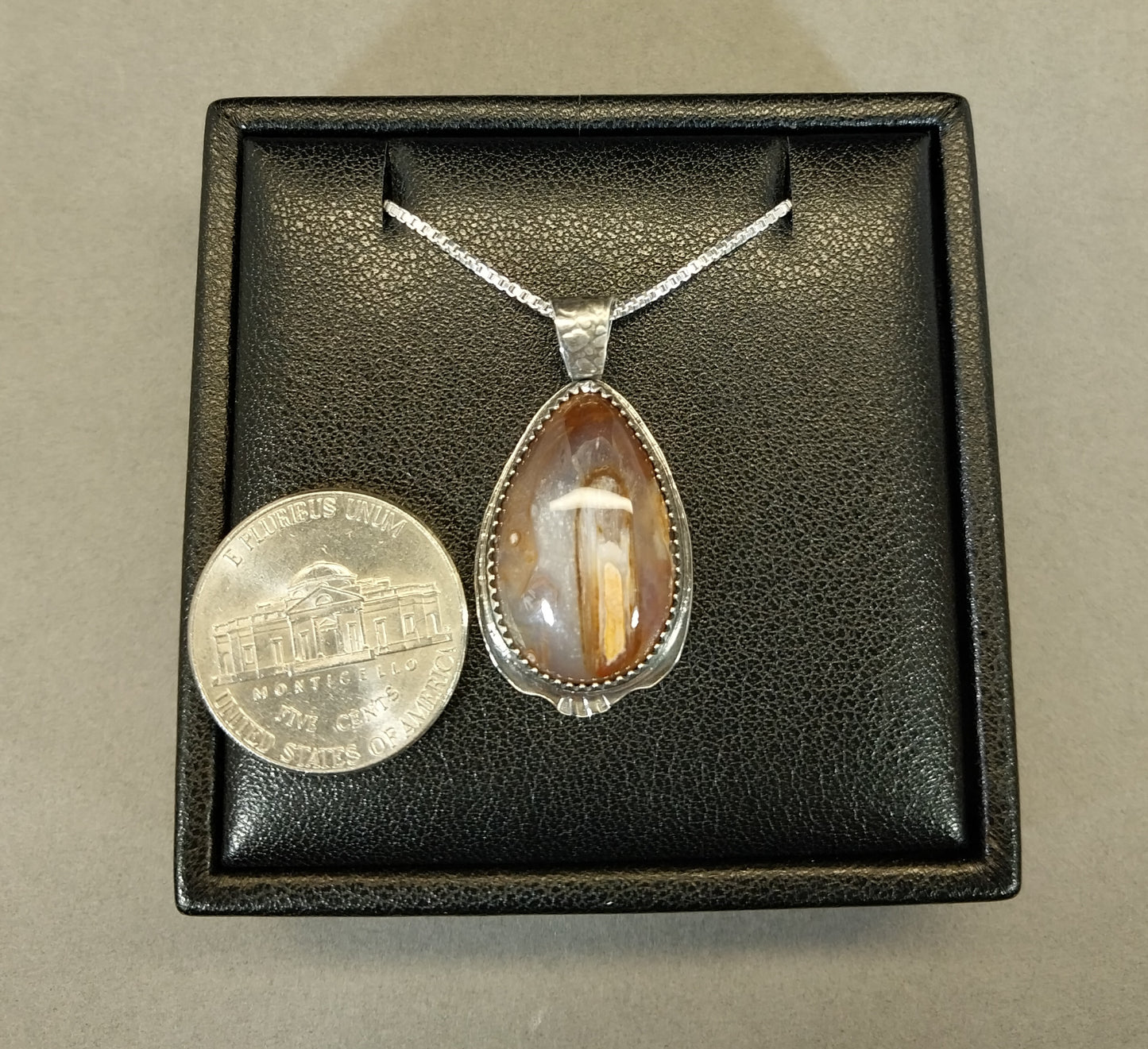 Coprolite Necklace, Solid Silver, USA Artist, Poop Agate, Fossil Poop, Great Gift Idea, Natural Stone, Red Agate Necklace, Artisan Handmade