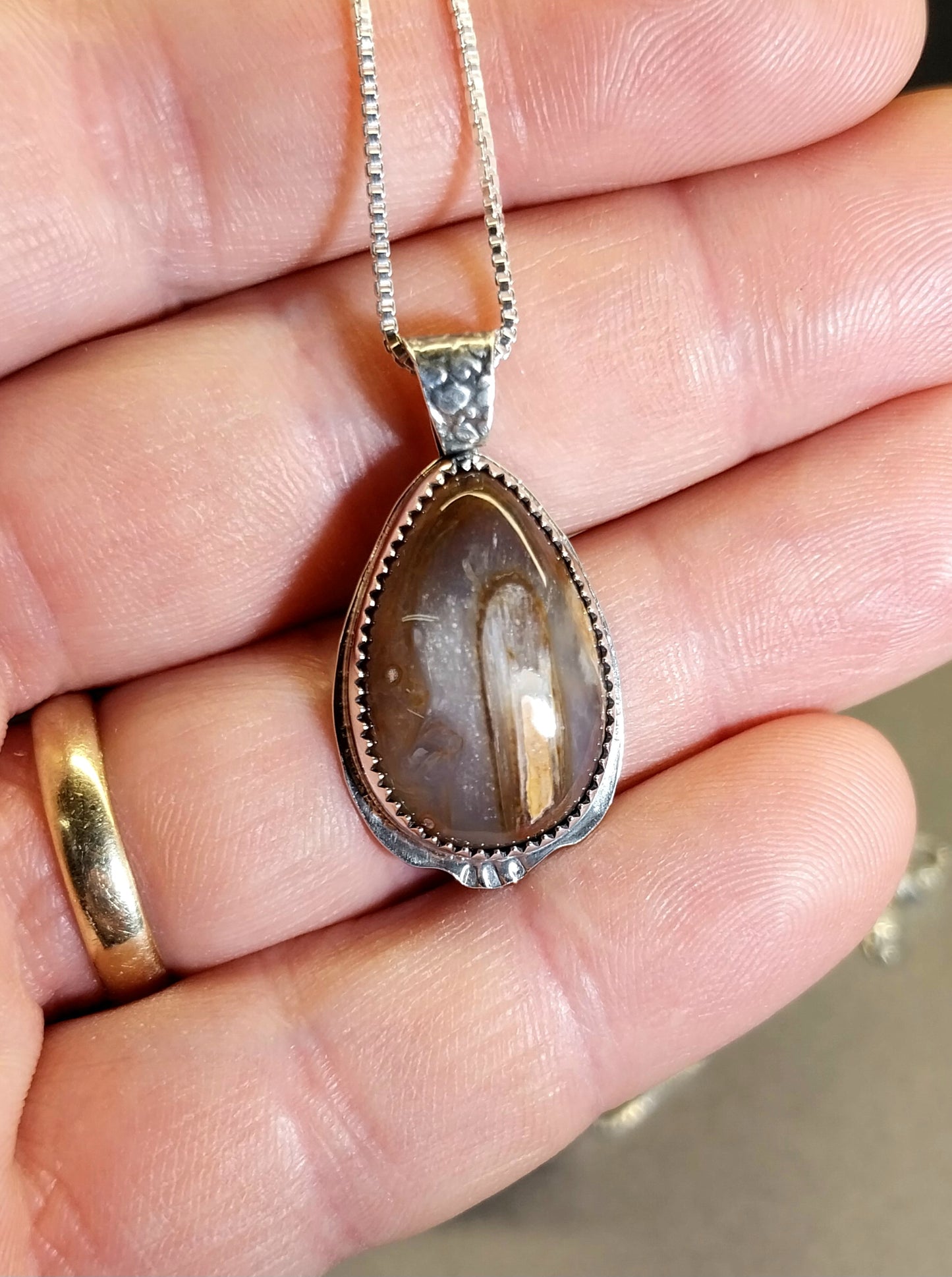 Coprolite Necklace, Solid Silver, USA Artist, Poop Agate, Fossil Poop, Great Gift Idea, Natural Stone, Red Agate Necklace, Artisan Handmade