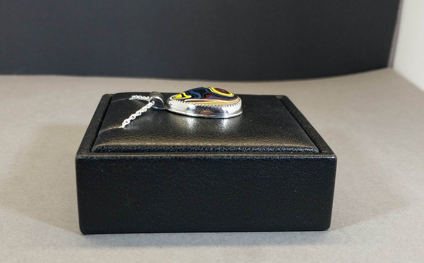 Handcrafted Fordite Necklace Featuring Corvetteite fordite