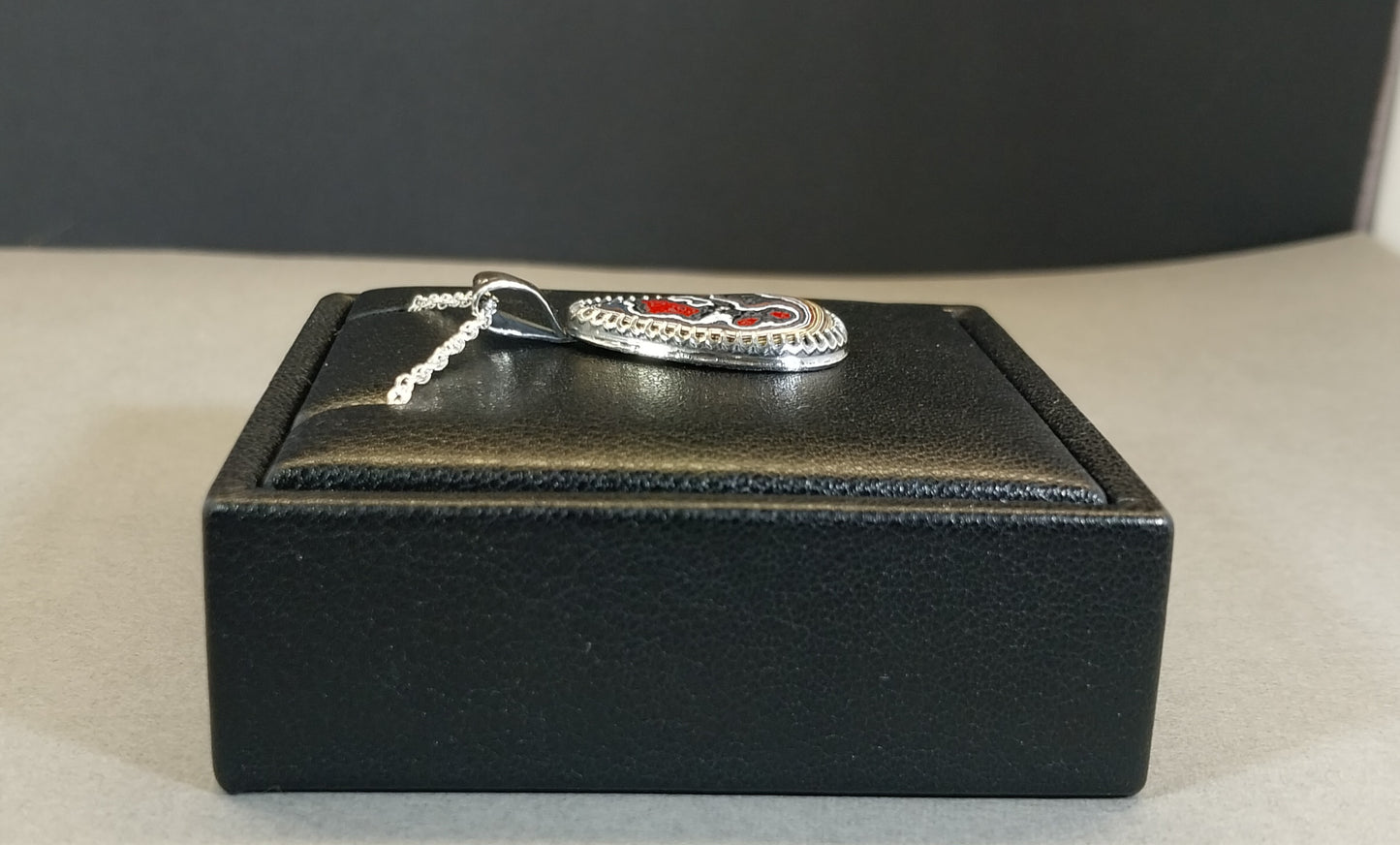 Corvettite Fordite Necklace in Sterling Silver