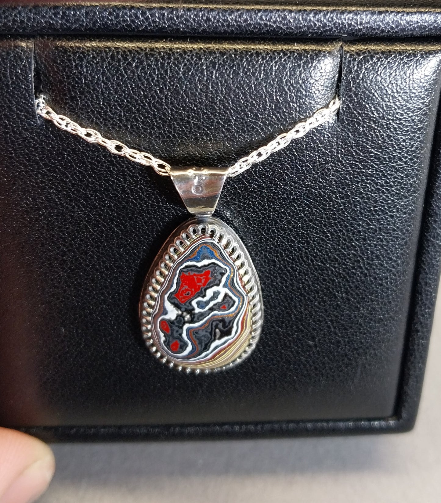 Corvettite Fordite Necklace in Sterling Silver