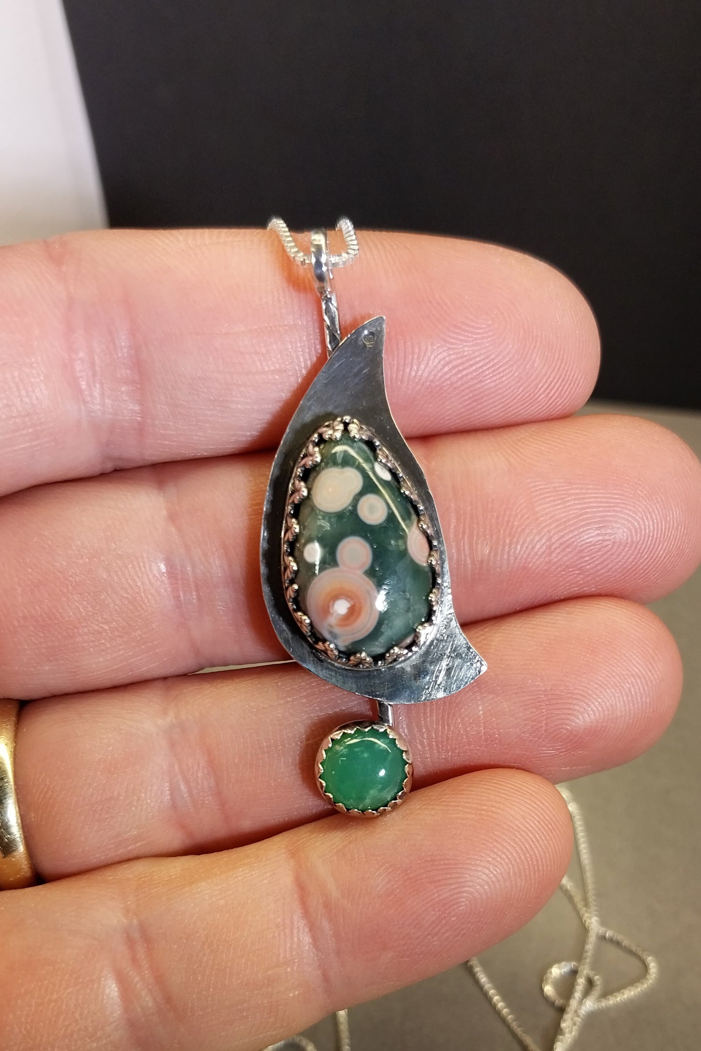 Ocean Jasper Earrings, Solid Silver .925, Orbicular Jasper Jewelry, Madagascar Ocan Jasper, Natural Stone