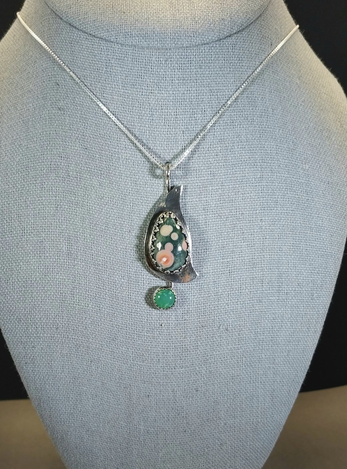 Ocean Jasper Earrings, Solid Silver .925, Orbicular Jasper Jewelry, Madagascar Ocan Jasper, Natural Stone